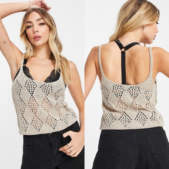 Free People glisten cami top in crochet knit - Picture 1 of 6